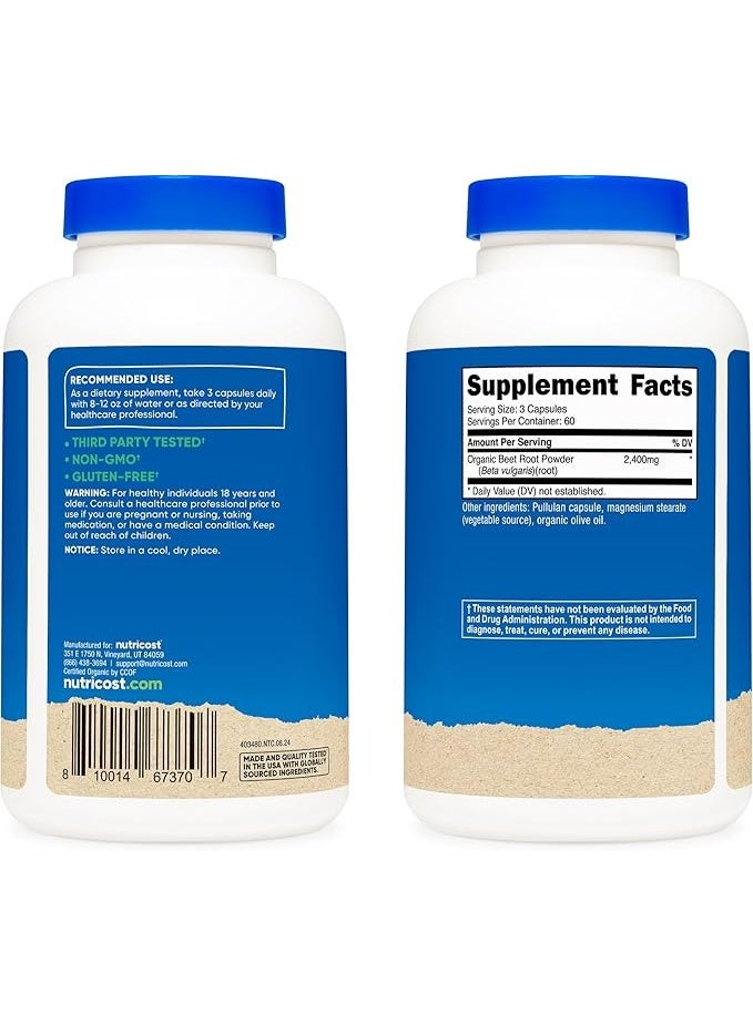 Nutricost, Beet Root, 180 Capsules (800 mg per Capsule) - Image 3